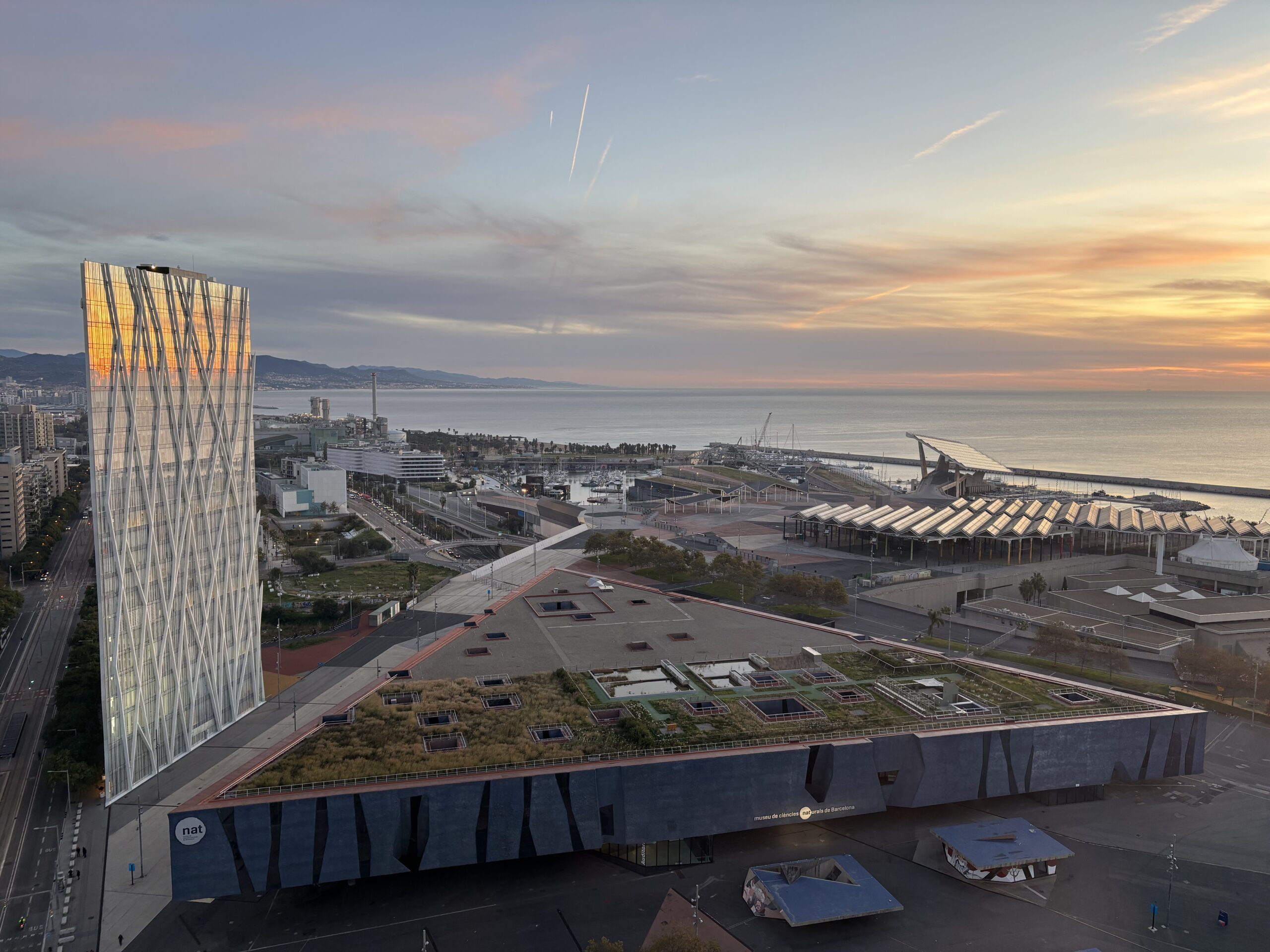 The view from the 22nd floor of the Leonardo Royal Hotel Barcelona Forum.