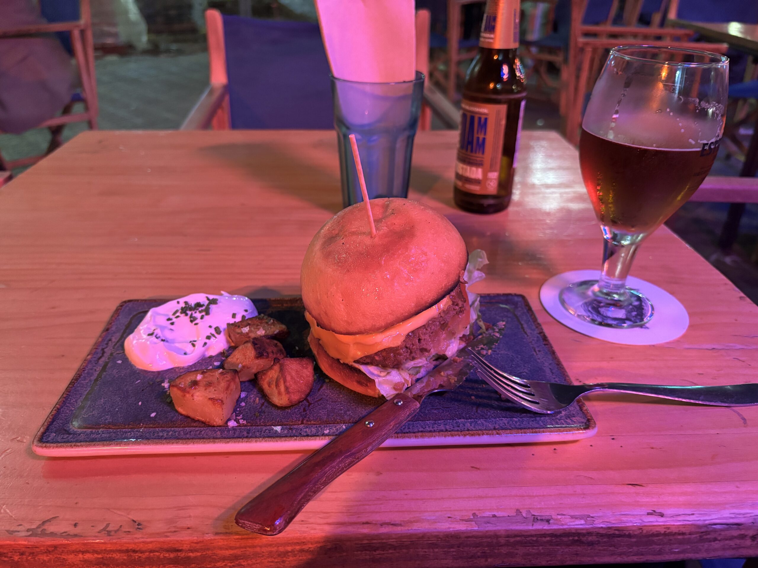 Possibly the most incredible-tasting veggie burger in the world at Blu, Barcelona.